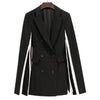 Design Women Blazer Plus Size Cloak Suit Coats Notched Collar Double Breasted Long Sleeve Coat Outwear Black