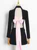 TWOTWINSTYLE Patchwork Bowknot Blazer For Women Notched Collar Long Sleeve Straight Blazers Female Korean Clothing Style