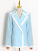 TWOTWINSTYLE Patchwork Casual Blazer For Women Notched Long Sleeve Pockets Hit Color Blazers Female Summer Clothing 2022 Stylish