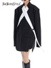 TWOTWINSTYLE Patchwork Colorblcok Blazer For Women Notched Collar Long Sleeve Straight Blazers Female Spring Clothing Style New