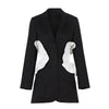 Patchwork Ruffle Women's Blazer Suit Hollow Out Jacket Coat Female Long Sleeve Clothes Korean Large Size 2022