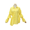 Puff Sleeve Shirt For Women Chiffon Lapel Collar Ruched Split Irregular Blouse Summer Autumn Fashion Korean Clothes