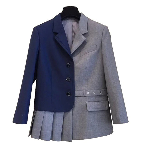 Ruffles Patchwork Plus Big Size Blazer Women Autumn Three Quarter Sleeve Coat Famale Irregular Top  Style Clothes