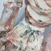 Sexy Print Dress Female Chiffon V Neck Hollow Out Lantern Sleeve High Waist Mini Dresses Summer Fashion Sweet New
