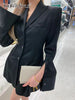 TWOTWINSTYLE Slim Black Blazer For Women Notched Collar Long Sleeve Solid Minimalist Blazers Female Autumn Clothing 2023