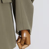 TWOTWINSTYLE Solid Fold Pleated Women Coat Notched Long Sleeve Gathered Waist Cut Out Women's Blazer 2023 Clothing New