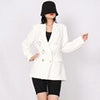 TWOTWINSTYLE Solid Minimalist Coats For Women Notched Collar Long Sleeve Double Breasted Loose Blazers Female 2023 Style