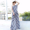 Striped Jumpsuits Female Off Shoulder Patchwork High Waist Large Size Maxi Beach Pants 2022 Summer Sexy Clothing