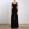 Suspenders Jumpsuits Female Hollow Out Backless High Waist Long Wide Leg Pant For Women 2022 Spring Fashion New OL