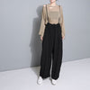 Suspenders Jumpsuits For Women Lace Up High Waist Big Size Long Wide Leg Trouser Spring Fashion Casual Clothing