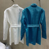 TWOTWINSTYLE Temperament Solid Blazer For Women Notched Long Sleeve Sashes Casual Blazers Female Clothing 2022