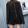 TWOTWINSTYLE Vinatge Loose Women Blazer Notched Collar Long Sleeve Patchwork Button Suit For Female Clothing 2023