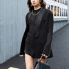 TWOTWINSTYLE Vinatge Loose Women Blazer Notched Collar Long Sleeve Patchwork Button Suit For Female Clothing 2023