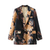 TWOTWINSTYLE Vintage Hit Color Blazer For Women Notched Long Sleeve Single Button Straight Blazers Female Spring Stylish