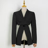 TWOTWINSTYLE White Casual Blazer For Women Notched Long Sleeve Hollow Out Korean Straight Blazers Female 2023 Spring New