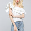 White Ruffle Slash Neck Women's Blouses Shirts Summer Sexy Off Shoulder Sleeveless Tops Female Fashion Clothes New