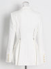 TWOTWINSTYLE White Slim Blazer For Women Notched Collar Long Sleeve Solid Minimalist Casual Blazers Female Clothing 2023