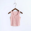 Sexy Single-breasted Sleeveless Slim Spaghetti Strap O-Neck Fashion Women Stretch Thread Camis Tops 6 Colors SY17-02-02
