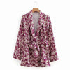 Stylish Leaves Print Notched Collar Sashes Bow Tied Mid Long Blazer Coat Long Sleeve Fashion Women Suit Outerwear Tops