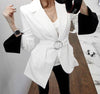 Tailored Cuff Leisure Suit Blazers Women Notched Blazer Hidden Button Irregular Patchwork Sleeve Coats Office Lady Sashes Jacket