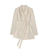[Takes]  Women Irregular Bandage Spliced Blazer Lapel Long Sleeve Loose Fit Jacket Tide Feamle Autumn Winter 2023