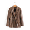 Tangada 2023 autumn winter women oversized faux leather blazer female long sleeve boy friend style casual jacket suits QN7