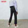 Tangada 2022 Women Black Straight Loose Jeans Pants Long Trousers Waist Pockets Female Denim Pants JE163
