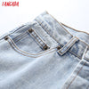 Tangada 2022 Women Loose Jeans Pants Plus Long Trousers High Waist Pockets Buttons Female Pants 3T08
