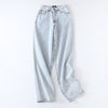 Tangada 2022 Women Loose Jeans Pants Plus Long Trousers High Waist Pockets Buttons Female Pants 3T08