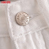 Tangada 2022 Women White High Street Jeans Pants Long Trousers Pockets Buttons Female Pants SW14