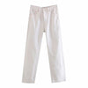 Tangada 2022 Summer Women Yellow White Jeans Pants Long Trousers 5 Color Pockets Buttons Female Pants 4M01