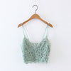Fashion Women Spaghetti Strap Lace Bra Camis 2022 Summer Backless Green Short Tanks Brand Crop Tops Regata Beach