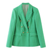 Tangada Women 2022 Green Blazer Coat Vintage Double Breasted Long Sleeve Female Outerwear Chic Tops SL160