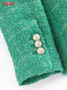 Tangada Women 2023 Green Tweed Blazer Coat Vintage Double Breasted Long Sleeve Female Outerwear Chic Tops 3H838