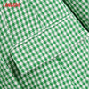 Tangada Women 2022 Office Wear Green Plaid Tweed Double Breasted Blazer Coat Vintage Female Outerwear BE926