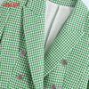 Tangada Women 2022 Office Wear Green Plaid Tweed Double Breasted Blazer Coat Vintage Female Outerwear BE926