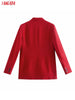 Tangada Women 2023 Red Blazer Coat Vintage Double Breasted Long Sleeve Female Outerwear Chic Tops JE204
