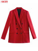 Tangada Women 2023 Red Blazer Coat Vintage Double Breasted Long Sleeve Female Outerwear Chic Tops JE204