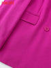 Tangada Women 2023 Chich Hotpink Blazer Coat Vintage Double Breasted Long Sleeve Female Outerwear Chic Tops JE138