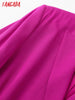 Tangada Women 2023 Chich Hotpink Blazer Coat Vintage Double Breasted Long Sleeve Female Outerwear Chic Tops JE138
