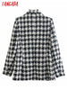 Tangada Women 2023 Double Breasted Tweed Blazer Coat Thick Long Sleeve Flap Pockets Female Suit 4N24