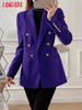 Tangada Women 2023 Purple Blazer Coat Vintage Double Breasted Long Sleeve Female Outerwear Chic Tops 4M53