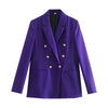 Tangada Women 2023 Purple Blazer Coat Vintage Double Breasted Long Sleeve Female Outerwear Chic Tops 4M53