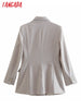 Tangada Women 2023 Tweed Blazer Coat Vintage Double Breasted Long Sleeve Female Outerwear Chic Tops QD44