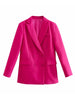 Tangada Women 2023 Hotpink Blazer Coat Vintage Double Breasted Long Sleeve Female Outerwear Chic Tops QD62