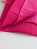 Tangada Women 2023 Hotpink Blazer Coat Vintage Double Breasted Long Sleeve Female Outerwear Chic Tops QD62