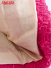 Tangada Women 2023 Hotpink Tweed Blazer Coat Vintage Long Sleeve Female Outerwear Chic Tops QD68