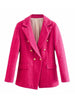 Tangada Women 2023 Hotpink Tweed Blazer Coat Vintage Long Sleeve Female Outerwear Chic Tops QD68