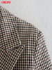Tangada Women 2023 Plaid Blazer Coat Vintage Double Breasted Long Sleeve Female Outerwear Chic Tops QJ68
