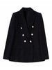 Tangada Women 2023 Winter Black Tweed Blazer Coat Vintage Long Sleeve Female Outerwear Chic Tops 3H385
